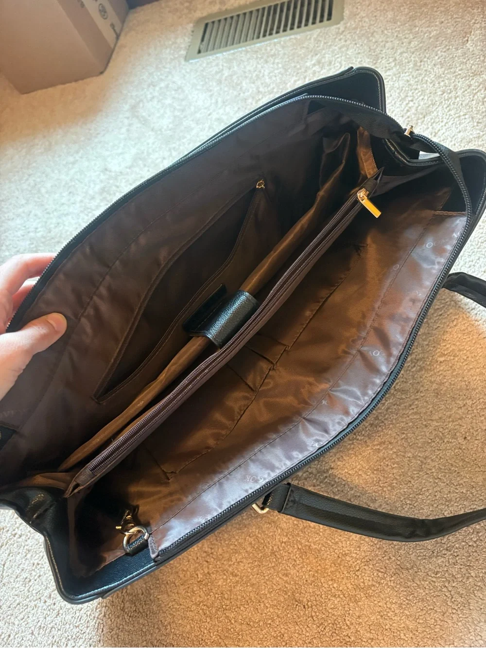 Black Tote Bag with Front Pocket
